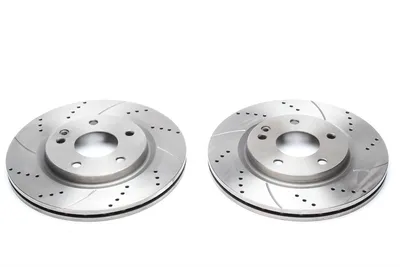 Sport brake disc set front axle perforated + slotted + internally ventilated Mercedes Benz