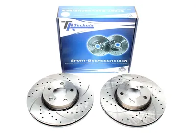 Sport brake disc set front axle perforated + slotted + internally ventilated Toyota