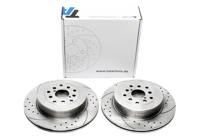 Sport brake disc set rear axle perforated + slotted + internally ventilated Subaru