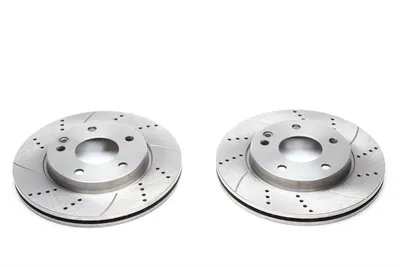 Sport brake disc set front axle perforated + slotted + internally ventilated Mercedes Benz