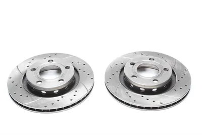 Sport brake disc set rear axle perforated + slotted + internally ventilated Audi