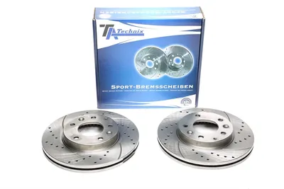 Sport brake disc set front axle perforated + slotted + internally ventilated Mazda