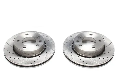 Sport brake disc set front axle perforated + slotted + internally ventilated Opel