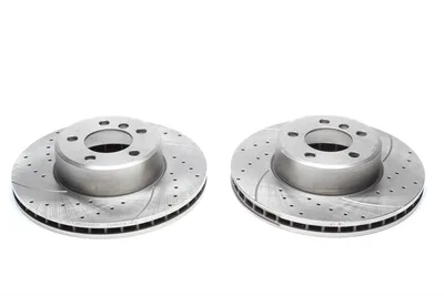 Sport brake disc set front axle perforated + slotted + internally ventilated BMW