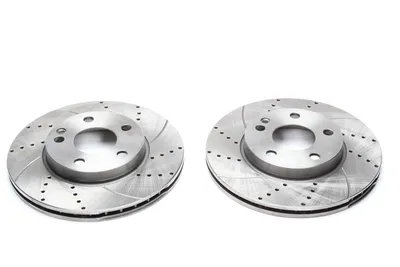 Sport brake disc set front axle perforated + slotted + internally ventilated Mercedes Benz
