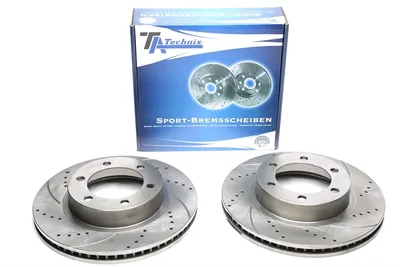 Sport brake disc set front axle perforated + slotted + internally ventilated Toyota