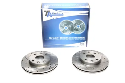 Sport brake disc set front axle perforated + slotted + internally ventilated Kia