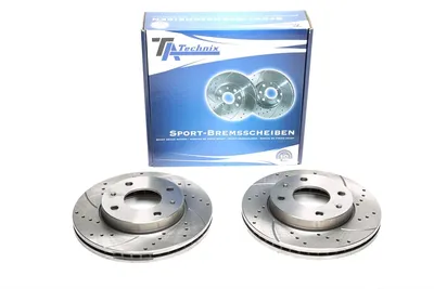 Sport brake disc set front axle perforated + slotted + internally ventilated Hyundai