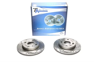 Sport brake disc set front axle perforated + slotted + internally ventilated Toyota