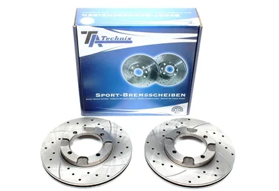 Sport brake disc set front axle perforated + slotted + internally ventilated Mitsubishi