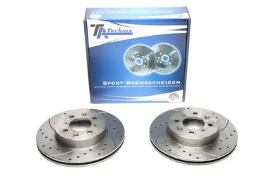 Sport brake disc set front axle perforated + slotted + internally ventilated Honda
