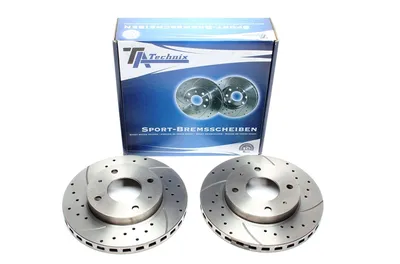 Sport brake disc set front axle perforated + slotted + internally ventilated Hyundai