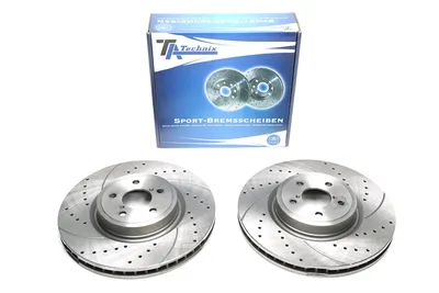 Sport brake disc set front axle perforated + slotted + internally ventilated Subaru