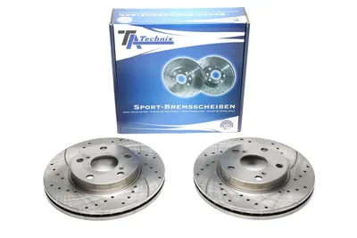 Sport brake disc set front axle perforated + slotted + internally ventilated Toyota