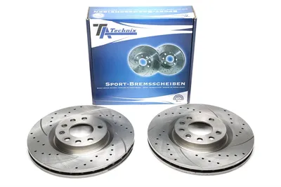 Sport brake disc set front axle perforated + slotted + internally ventilated Fiat