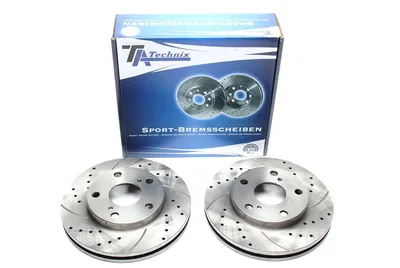 Sport brake disc set front axle perforated + slotted + internally ventilated Toyota