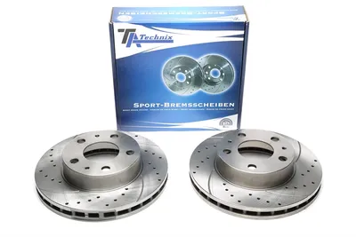 Sport brake disc set front axle perforated + slotted + internally ventilated Citroën · Fiat · Peugeot