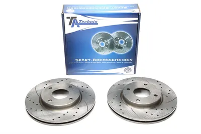 Sport brake disc set front axle perforated + slotted + internally ventilated Nissan