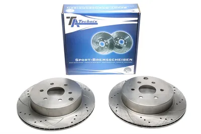 Sport brake disc set rear axle perforated + slotted + internally ventilated Nissan