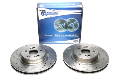 Sport brake disc set front axle perforated + slotted + internally ventilated Renault