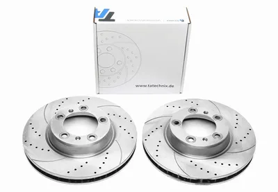 Sport brake disc set front axle perforated + slotted + internally ventilated Porsche