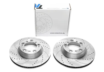 Sport brake disc set rear axle perforated + slotted + internally ventilated Porsche