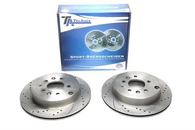 Sport brake disc set rear axle perforated + slotted + internally ventilated Mazda