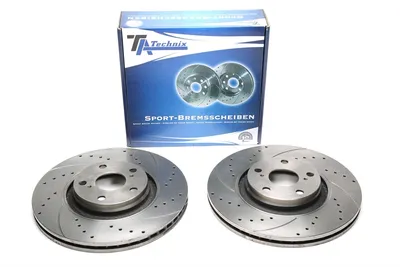 Sport brake disc set front axle perforated + slotted + internally ventilated Toyota