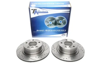 Sport brake disc set front axle perforated + slotted + internally ventilated BMW