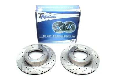 Sport brake disc set front axle perforated + slotted + internally ventilated Toyota · VW