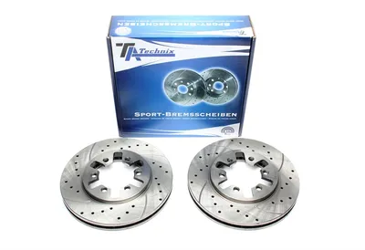 Sport brake disc set front axle perforated + slotted + internally ventilated Nissan
