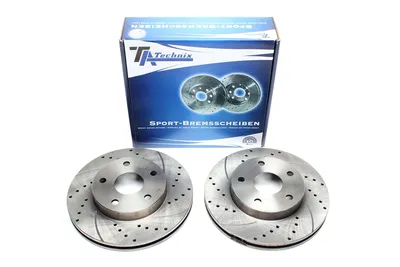 Sport brake disc set front axle perforated + slotted + internally ventilated Toyota