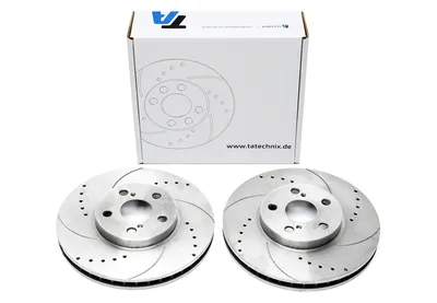 Sport brake disc set front axle perforated + slotted + internally ventilated Toyota