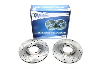 Sport brake disc set front axle perforated + slotted + internally ventilated Isuzu · Opel