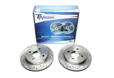 Sport brake disc set rear axle perforated + slotted + internally ventilated Ford