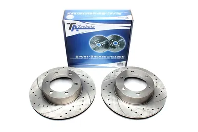Sport brake disc set front axle perforated + slotted + internally ventilated Toyota