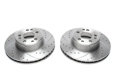 Sport brake disc set front axle perforated + slotted + internally ventilated Mercedes Benz