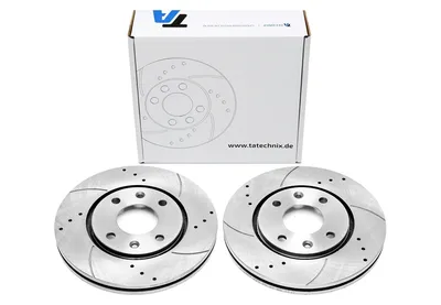 Sport brake disc set front axle perforated + slotted + internally ventilated Peugeot