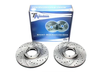 Sport brake disc set front axle perforated + slotted + internally ventilated Ford