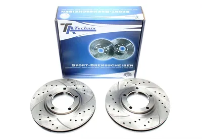 Sport brake disc set front axle perforated + slotted + internally ventilated Hyundai