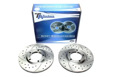 Sport brake disc set front axle perforated + slotted + internally ventilated Hyundai
