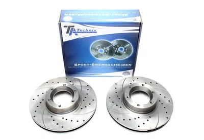 Sport brake disc set front axle perforated + slotted + internally ventilated Opel · Renault
