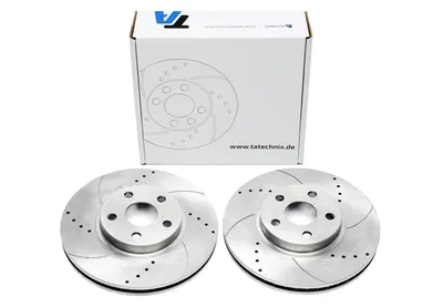 Sport brake disc set front axle perforated + slotted + internally ventilated Toyota