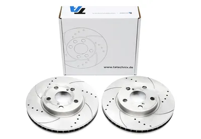 Sport brake disc set front axle perforated + slotted + internally ventilated Toyota