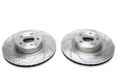 Sport brake disc set front axle perforated + slotted + internally ventilated Mercedes Benz