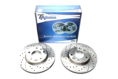 Sport brake disc set front axle perforated + slotted + internally ventilated Kia