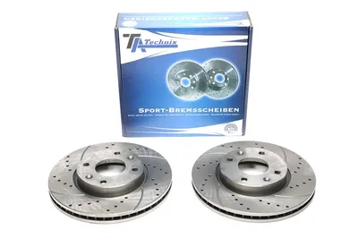 Sport brake disc set front axle perforated + slotted + internally ventilated Hyundai · Kia