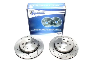 Sport brake disc set front axle perforated + slotted + internally ventilated Kia