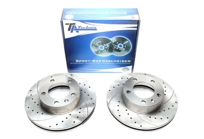 Sport brake disc set front axle perforated + slotted + internally ventilated Nissan · Opel · Renault