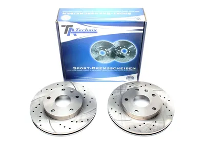 Sport brake disc set front axle perforated + slotted + internally ventilated Daewoo